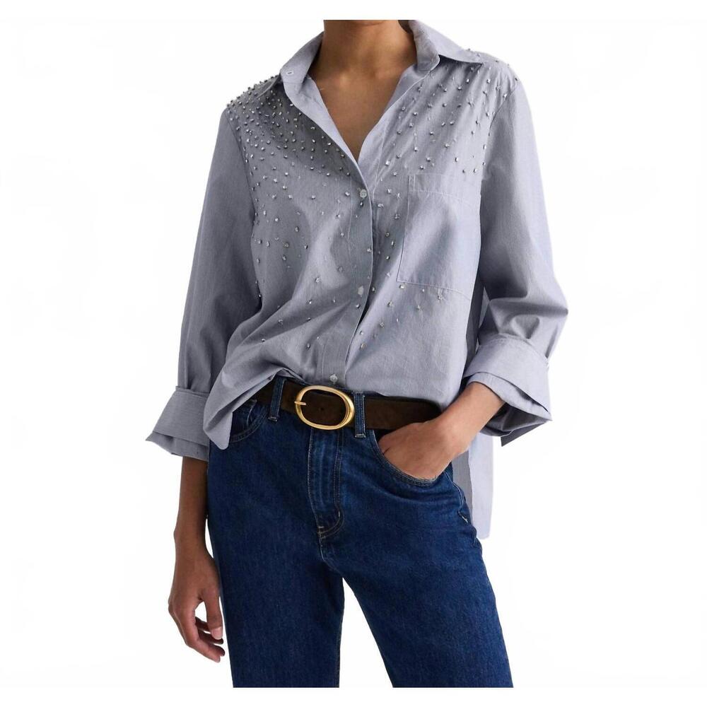 NEW TWP next morning shirt with crystals in white/midnight